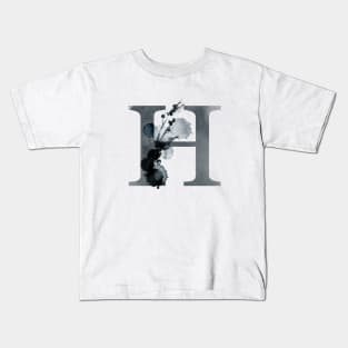 Floral Monogram H Dark Herbs And Flora Kids T-Shirt